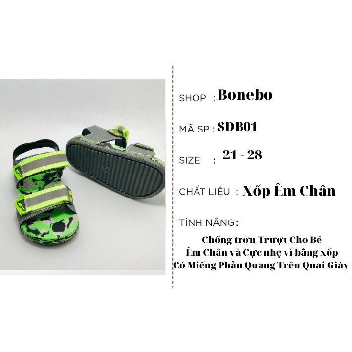 Sandal Cho Bé Siêu Nhẹ Có Phản Quang Trên Quai Giày SDB01