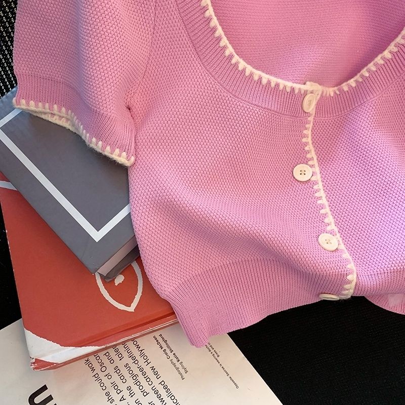 Áo Sweater Hở Rốn Màu Trơn Phong Cách Pháp Thời Trang Mới Cho Nữ