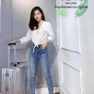 Áo voan lụa buộc nơ.  Kèm video ảnh thật