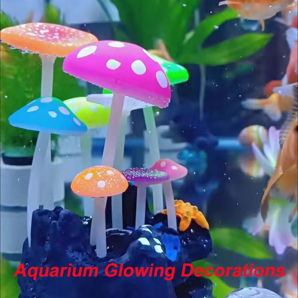 AQUARZOO Glowing Fish Tank Decorations Artificial Plants,Simulation Resin Base Silicone Plant Lotus 