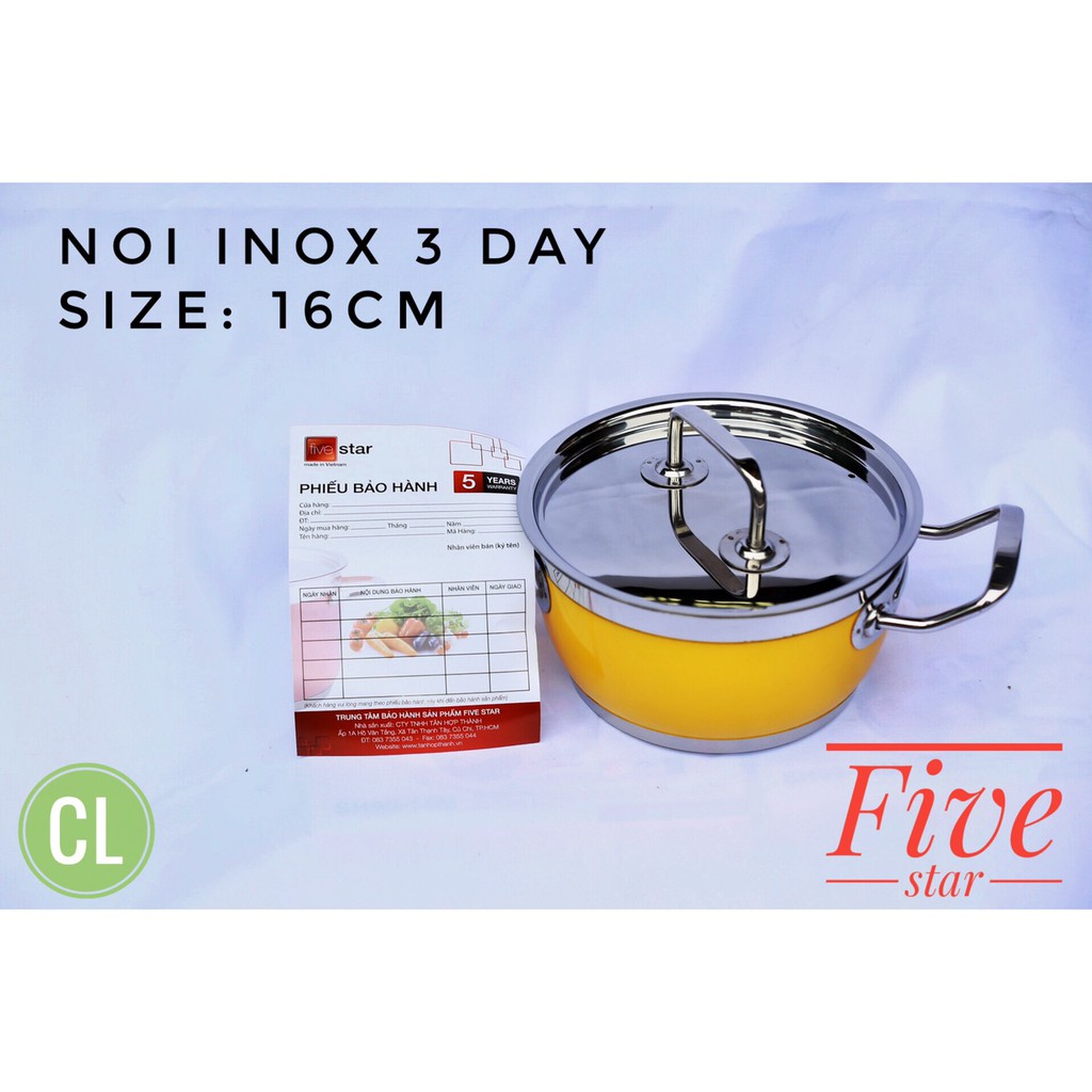 NỒI INOX FIVESTAR 16CM 3 ĐÁY-CÁC MÀU