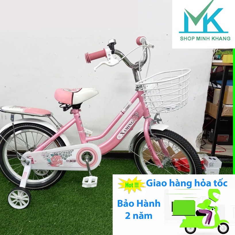 Xe đạp Xaming hồng cho bé gái size 14,16,18,20,mẫu mới đẹp cho bé gái 2-11 tuổi