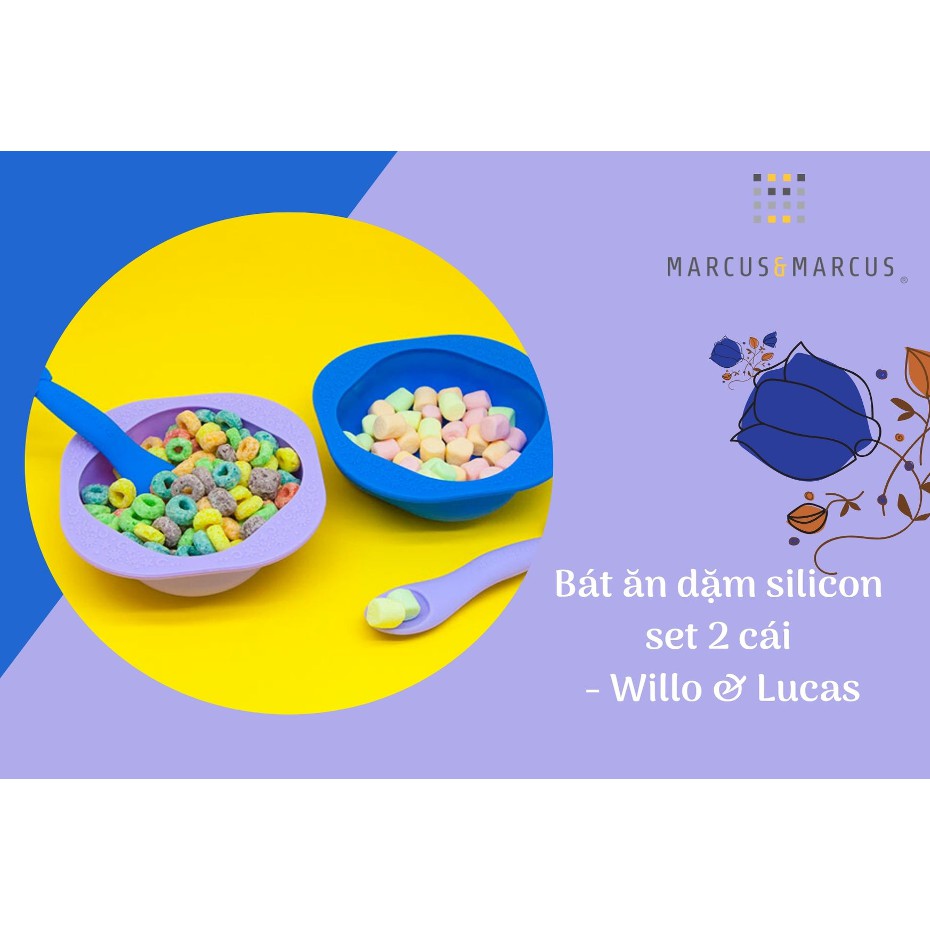 Bát ăn dặm silicon set 2 cái cho bé Marcus &amp; Marcus - Willo &amp; Lucas