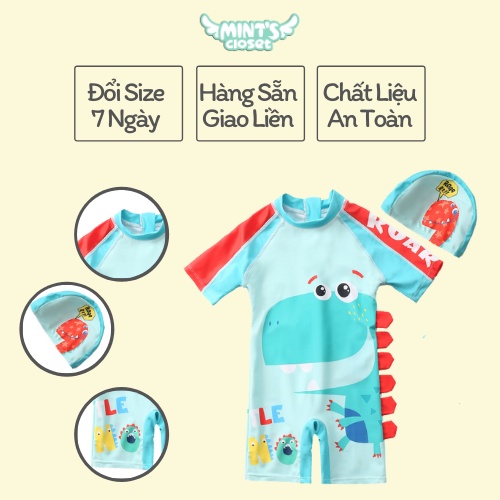 Đồ bơi cho bé trai liền thân kèm nón in hình cho bé trai 1 2 3 4 5 tuổi MINTSCLOSET Mint's Closet - b127 - B130