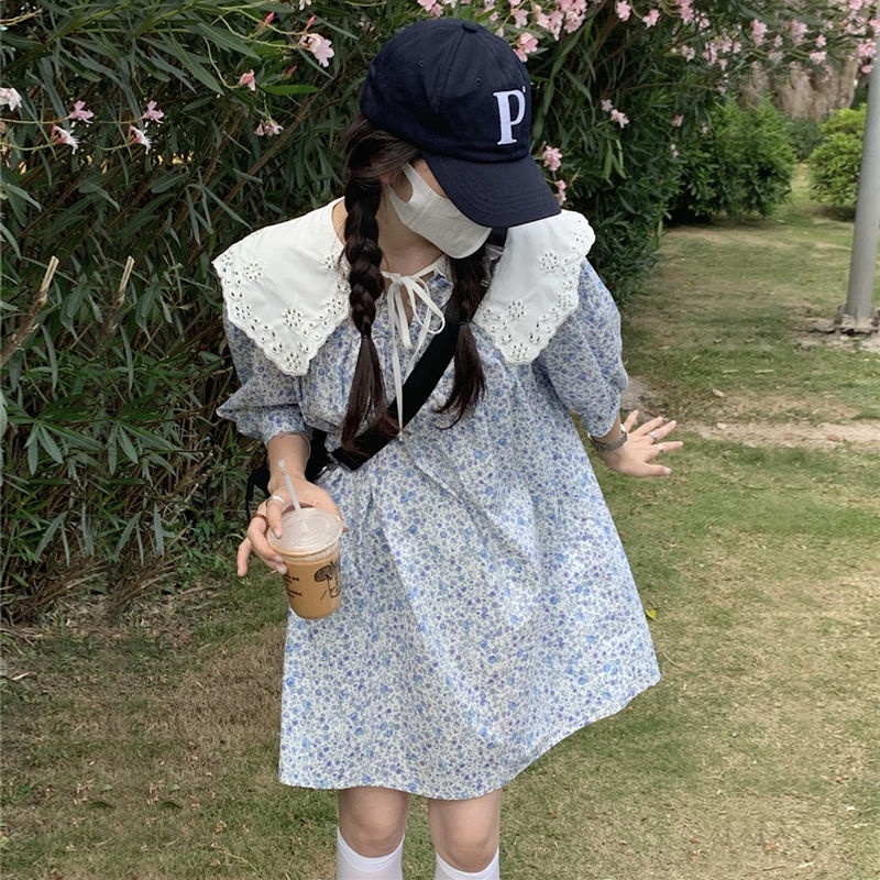 Đầm Hoa Cổ Búp Bê Thời Trang Mùa Hè Hàn Quốc Mới