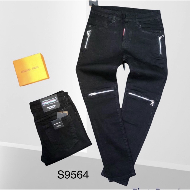 Quần jean thời trang có hoạ tiết phối mầu, Quần bò ống côn nam phong cách hàn quốc btshop từ 28 đến 32