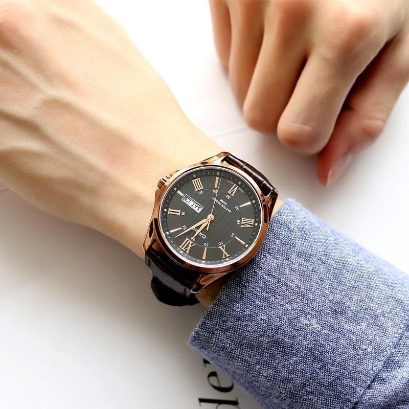 Đồng Hồ Casio | Nam MTP-1384L-1AVDF | Dây Da | Vỏ Mạ Ion Vàng Hồng | Chống Nước 100m