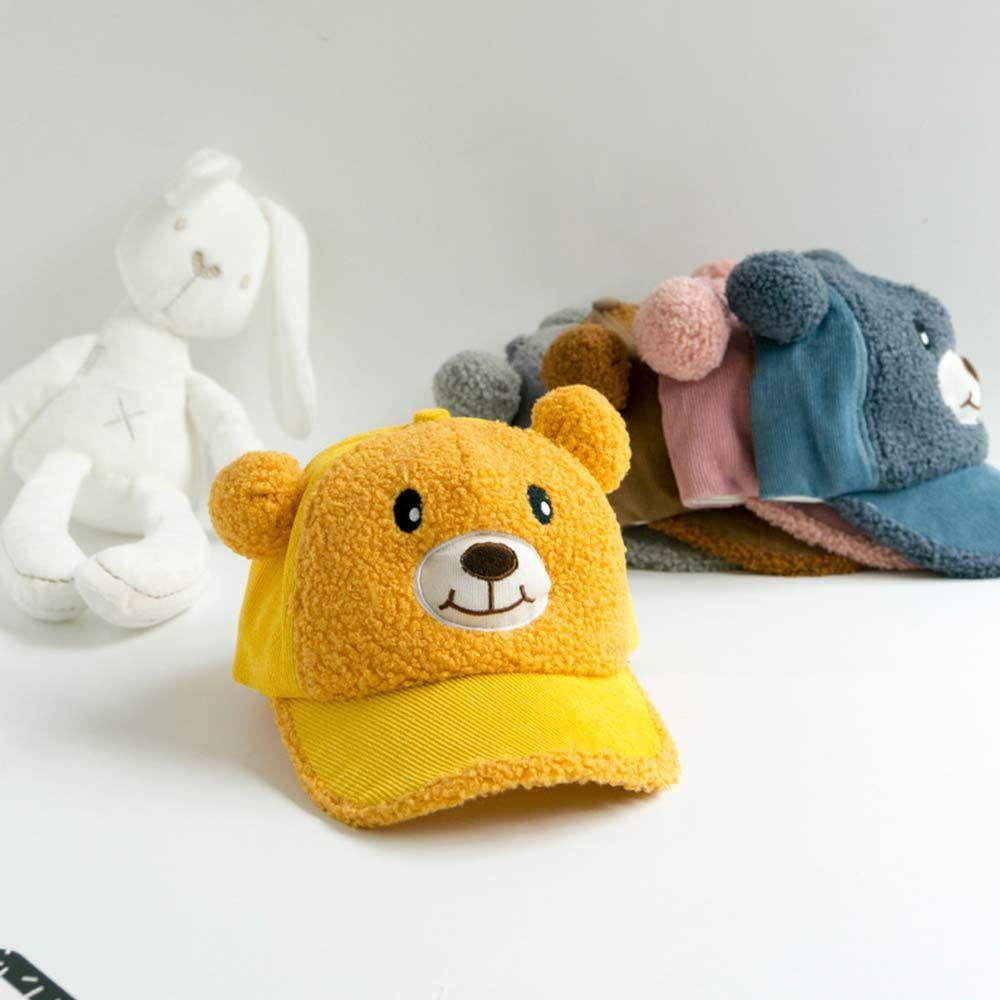 Mũ Lưỡi Trai Hình Gấu Bằng Cotton Giữ Ấm Mùa Thu Đông Cho Bé