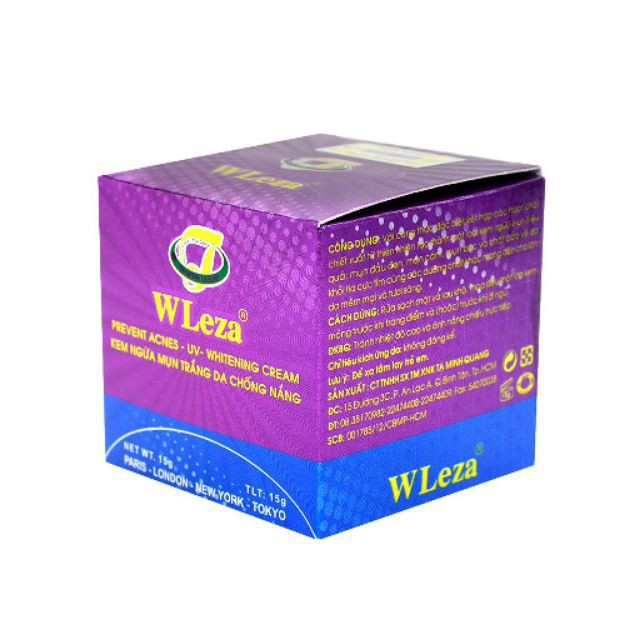 COMBO 10 HỦ KEM WLEZA NGỪA MỤN, TRẮNG DA, CHỐNG NẮNG 15g