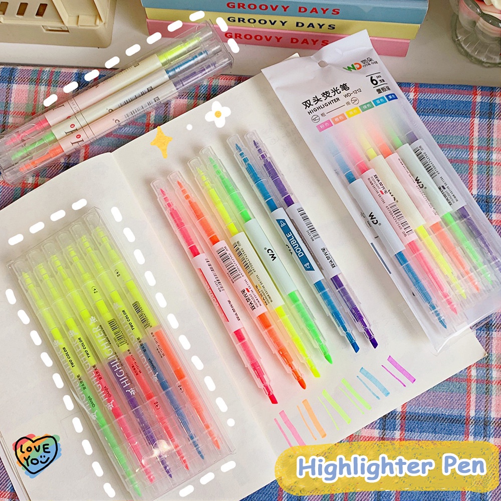 Bộ 6 Bút Dạ Quang Nhiều Màu Sắc