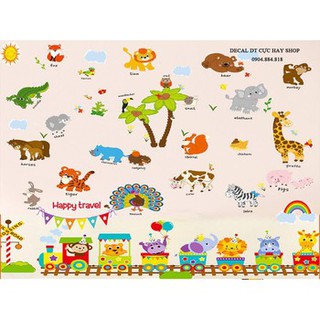 Decal dán tường vườn thú tiếng anh mã 03..
