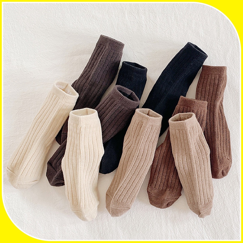 TA6- Tất trơn vintage cho bé trai bé gái, tất trẻ em phong cách hàn quốc 3 - 8 tuổi