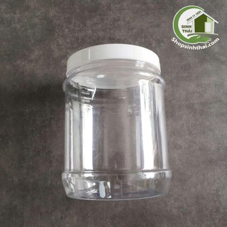 Hũ nhựa tròn lớn 1kg - hộp nhựa trắng trong suốt - keo nhựa Pet 10cm x 15cm