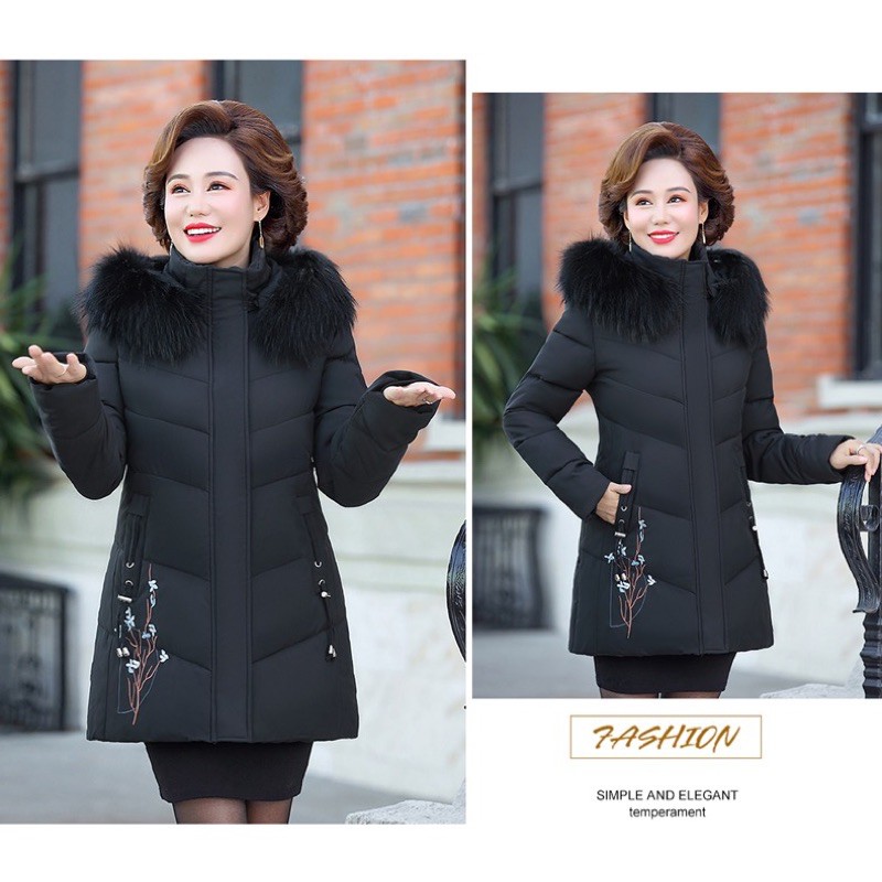 Áo khoác dáng dài kèm hoa văn cho mẹ