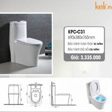 Bồn cầu 1 khối cao cấp keli C31,  xả xoáy, nắp êm, men chống bám bẩn - bảo hành 10 năm