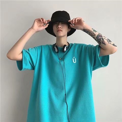 Áo thun tay ngắn dáng rộng chất liệu Cotton in họa tiết hoạt hình phong cách hàn quốc dành cho cặp đôi