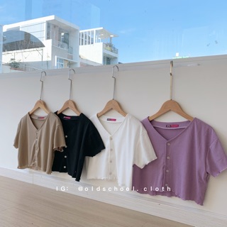 CROPTOP TĂM CỔ V FORM SUÔNG (ảnh thật/có sẵn)