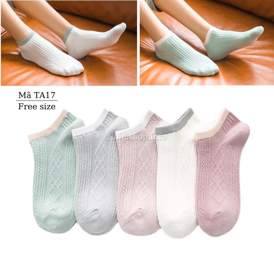 Tất bé gái cổ thấp ngắn thoáng khí thấm hút mồ hôi nhiều màu mang hè siêu xinh phù hợp trẻ em học sinh 8 - 12 tuổi TA17