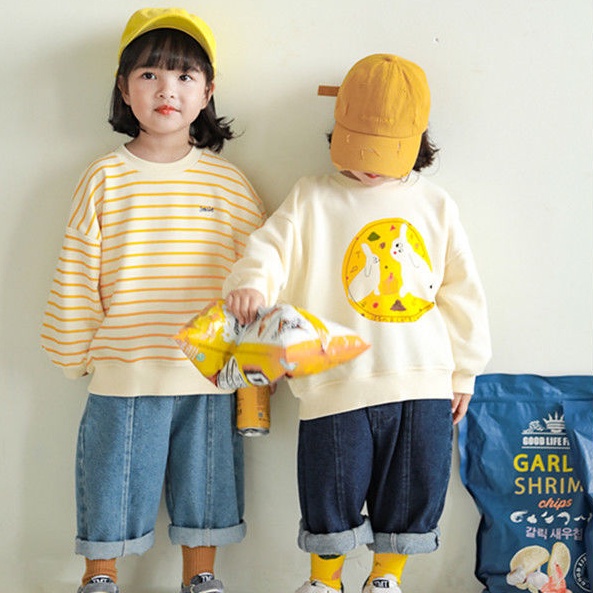 Áo hoodie form rộng họa tiết hoạt hình cho bé