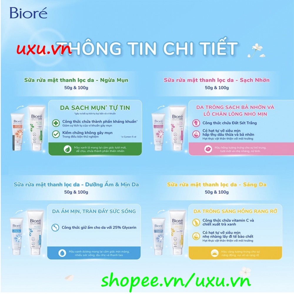 Sữa Rửa Mặt 100g Biore Acne Care Sạch Mụn Và Kháng Khuẩn, Với uxu.vn Tất Cả Là Chính Hãng.