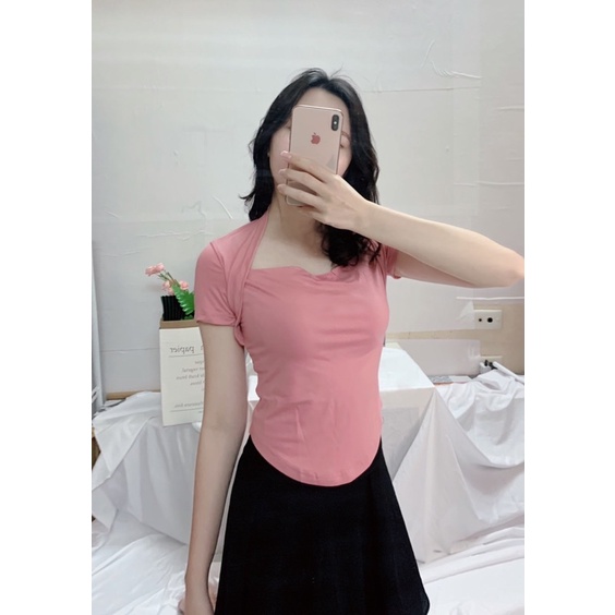 Áo thun body co dãn cổ vuông tôn dáng