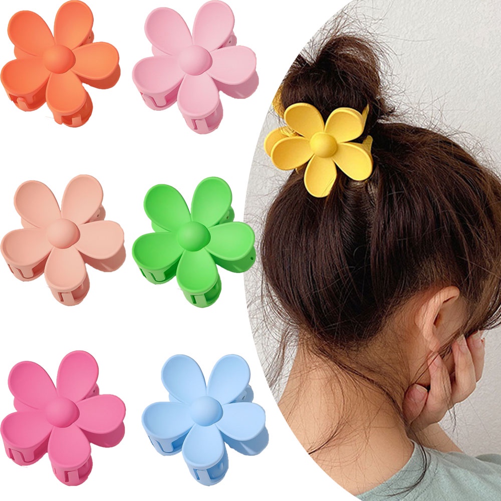 Kẹp Tóc Nhựa Hình Bông Hoa Lớn Nhiều Màu Ngọt Ngào Cho Nữ