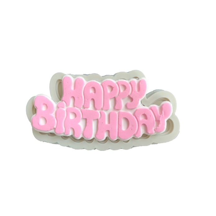 Khuôn Silicone Hoa Nổi 4D Happy Birthday Nghiêng Kiểu