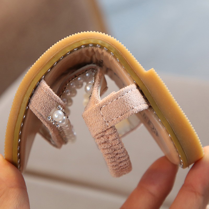 Giày sandal đính ngọc trai dễ thương cho bé gái