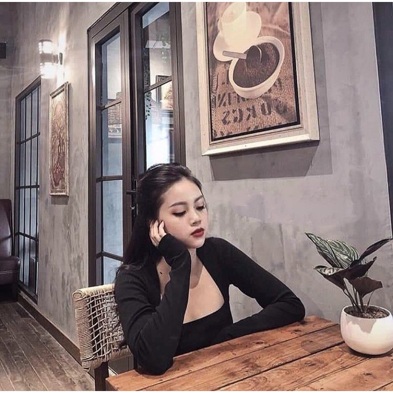 Áo tay dài cổ vuông xỏ ngón loại xịn