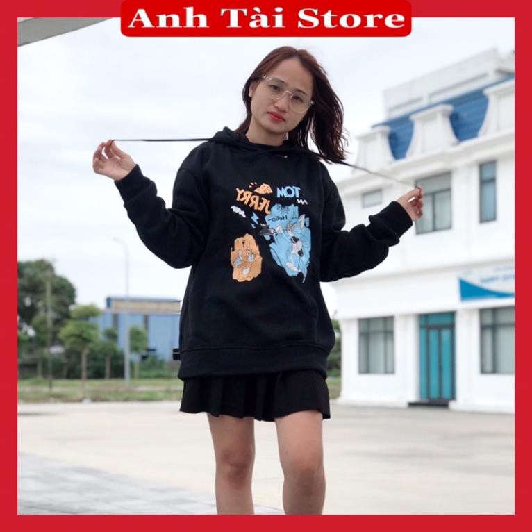 Áo nỉ hoodie nam nữ in hình mèo tom and jerly fom unisex oversize đến 67kg có nũ  phong cách Hàn Quốc AT 9112 | BigBuy360 - bigbuy360.vn