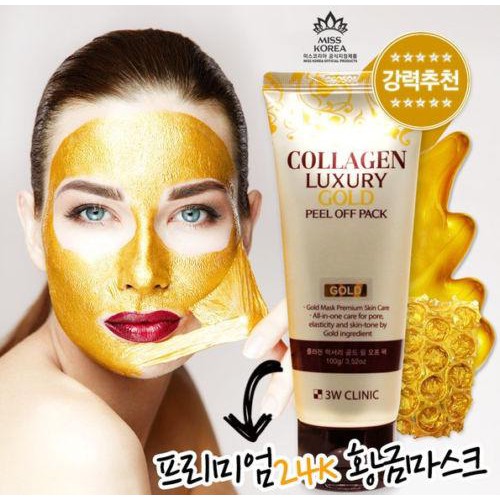 Mặt nạ lột tinh chất vàng 24K 3W CLinic Collagen &amp; Luxury Gold Peel Off Pack 100G