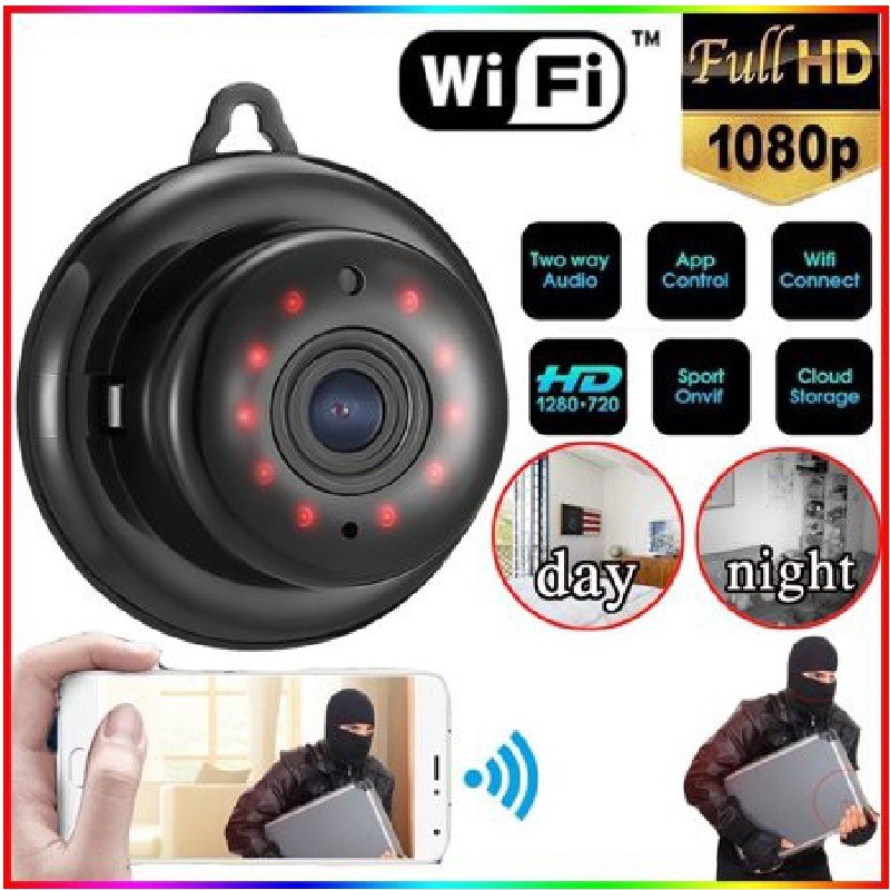 Camera WiFi Giám Sát Không Dây Treo Tường V380 Mini - Full HD 720P - Hỗ Trợ Hồng Ngoại Ban Đêm