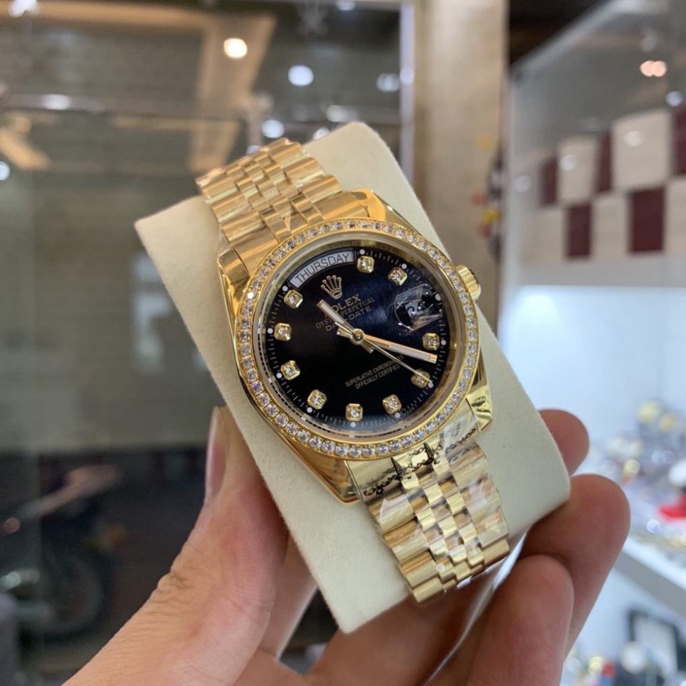 Đồng Hồ Nam RoLex Sapphire RA82 ĐEN Viền đá Máy cơ Automatic Nhật Chống xước Tuyệt Đối
