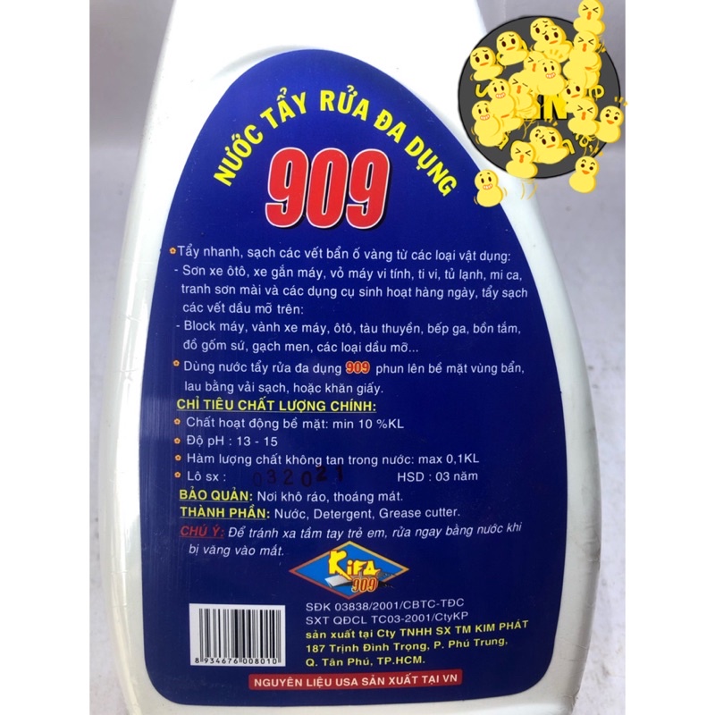 Tẩy đa năng 909- Nước tẩy đa dụng 909 Kim Phát 850ml