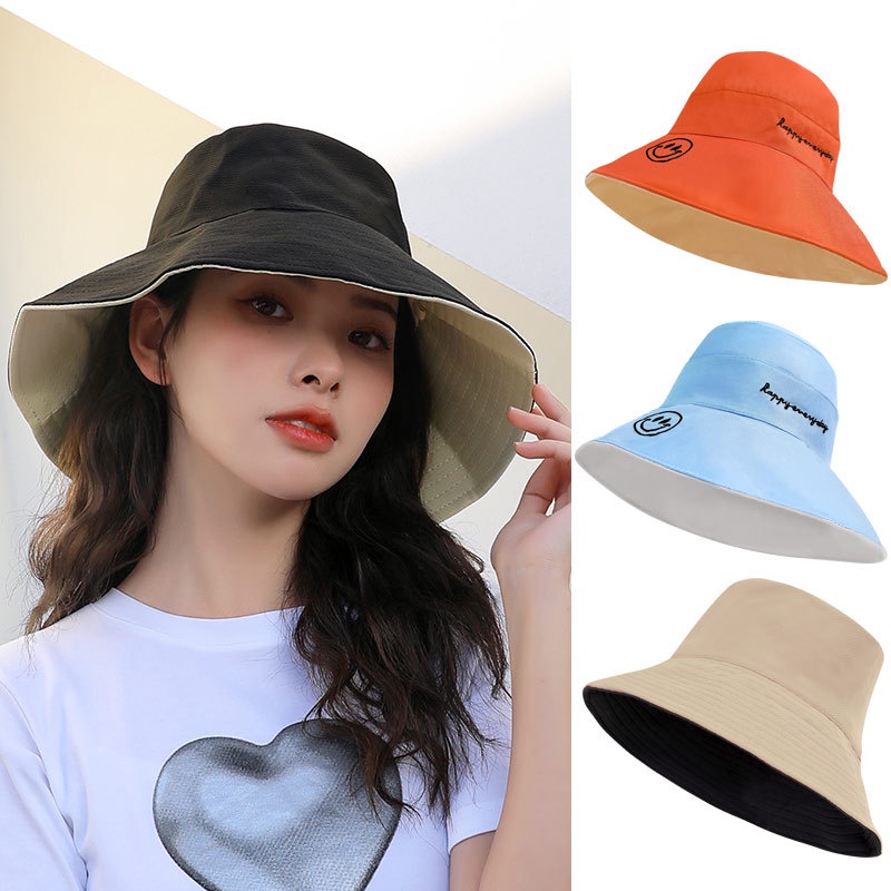 Nón Bucket Vành Rộng Che Nắng Hai Mặt Thời Trang Cho Nữ