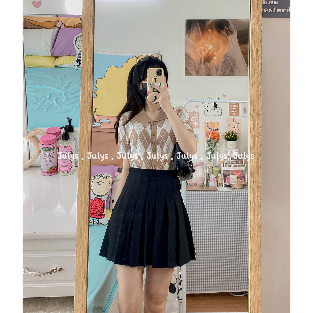 ÁO CROPTOP HOẠ TIẾT CARO QUẢ TRÁM (ảnh shop chụp kèm video) | BigBuy360 - bigbuy360.vn