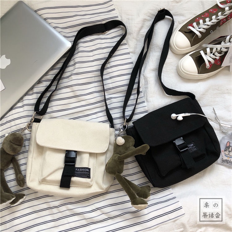 Túi Đeo Chéo Vải Canvas Phong Cách Retro Cá Tính Trẻ Trung