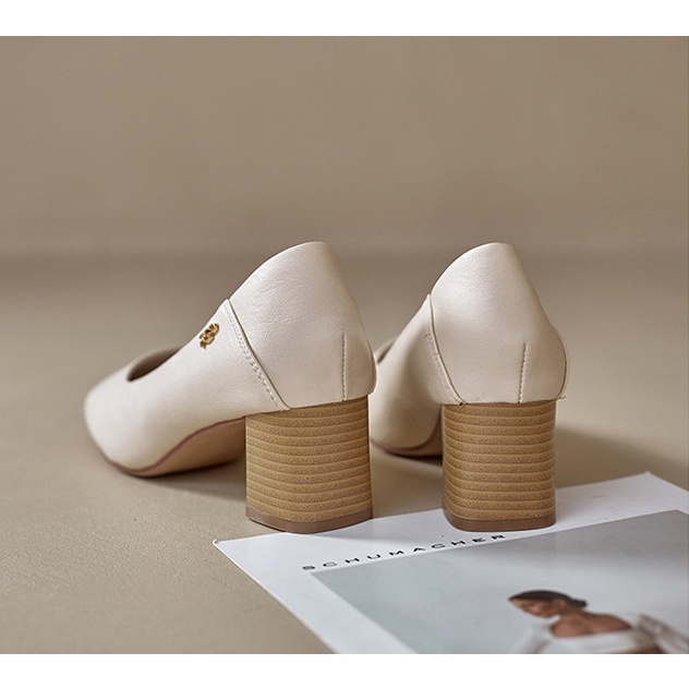 Giày cao gót Dusto da mềm, mũi vuông, gót vuông 5.5cm