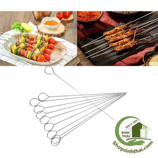Xiên nướng thịt bằng inox - que xiên thịt tròn inox không gỉ dài 30cm ( 1 que)