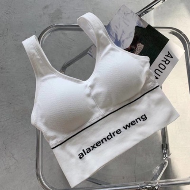 Bra tập gân tăm dáng lửng in chữ alaxender weng | BigBuy360 - bigbuy360.vn