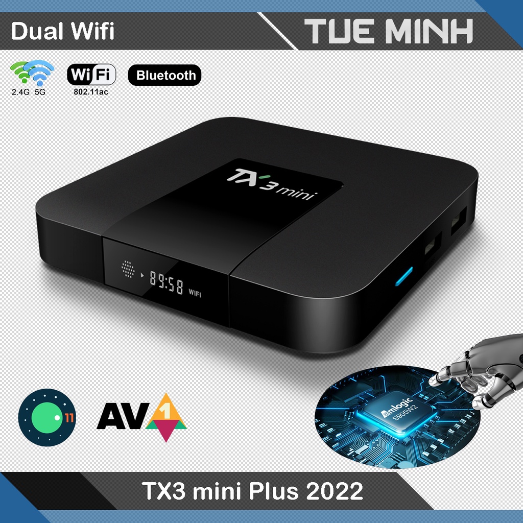 Android TV Box TX3 mini Plus 2022 - Dual Wifi, Android 11, Amlogic S905W2