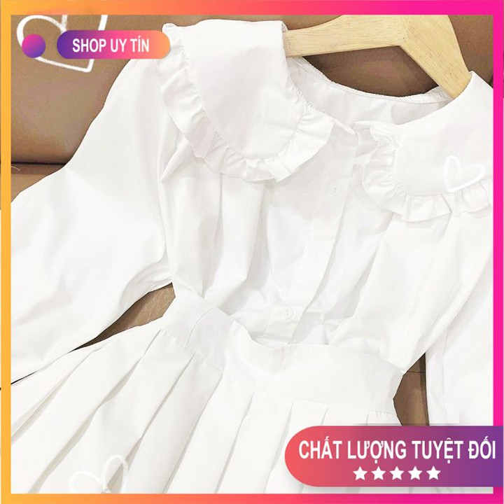 Combo váy áo 💦 SET ÁO CỔ BÈO CHÂN VÁY TENNIS TRẮNG, chất liệu lụa Hàn cao cấp cực mềm mịn-không xù SET05 | BigBuy360 - bigbuy360.vn