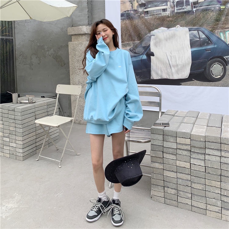 Set Áo Hoodie + Quần Short Thiết Kế Mới Năng Động Thời Trang Dành Cho Nữ