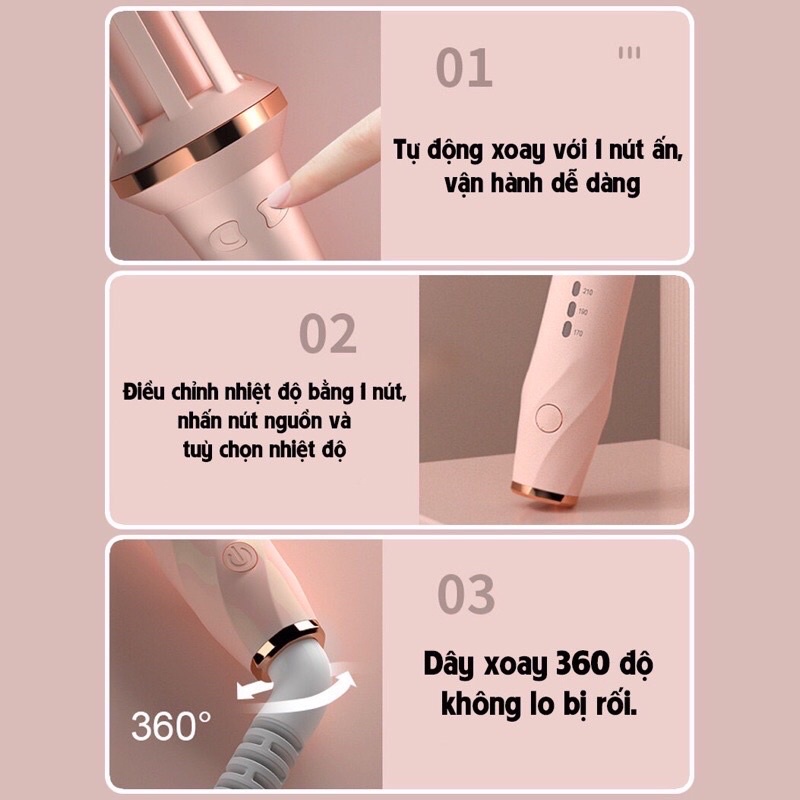 Hỏa tốc-Máy uốn tóc xoăn tự động mẫu mới chất liệu gốm sứ đường kính uốn 28mm BH 6 tháng GocgiadinhVN