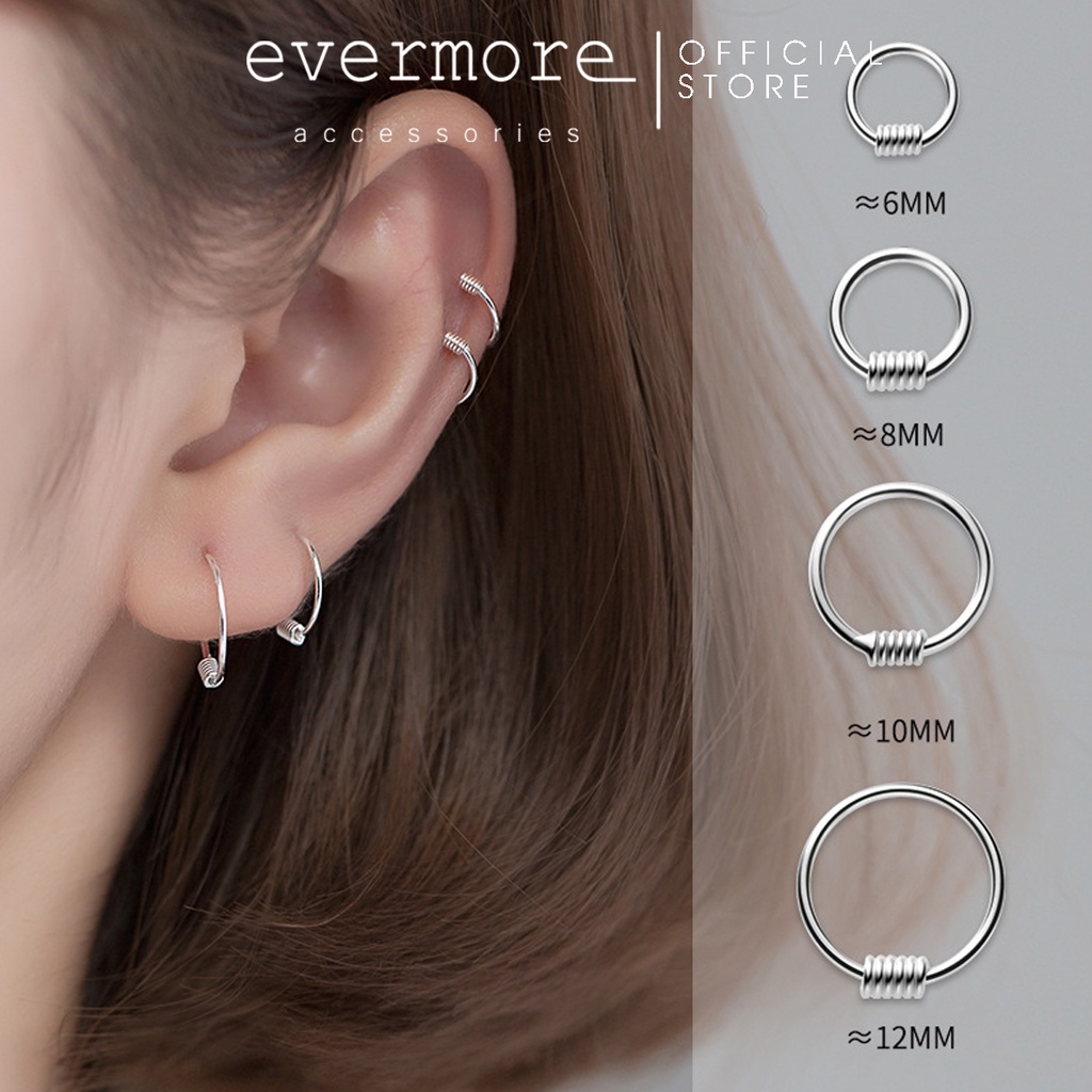 Bông tai bạc EVERMORE, khuyên tai  trụ xoắn bạc Ý 925, phong cách thanh lịch, minimalism - H035