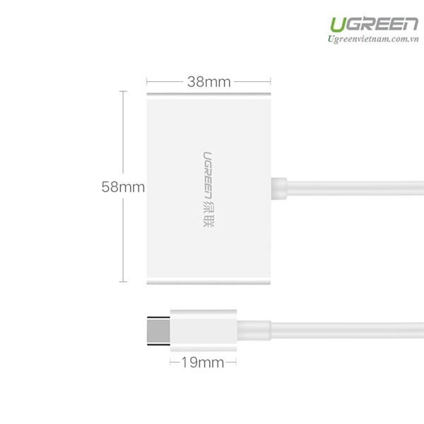 Cáp chuyển đổi USB type C to HDMI/VGA hỗ trợ full HD 3D 4Kx2K chính hãng Ugreen 30843 cao cấp