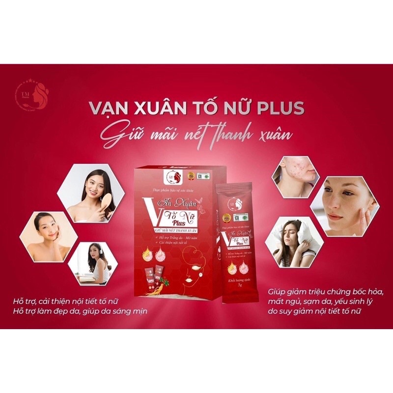 Collagen Nội Tiết Tố Vạn Xuân Tố Nữ Plus hỗ trợ đẹp da mờ nám, cân bằng nội tiết, ngăn ngừa lão hoá