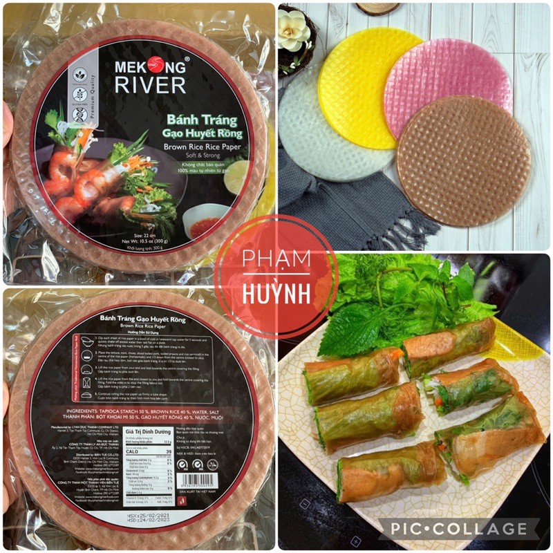 Bánh tráng gạo lứt huyết rồng Mekong River (size 22cm) 300gr (30 cái)