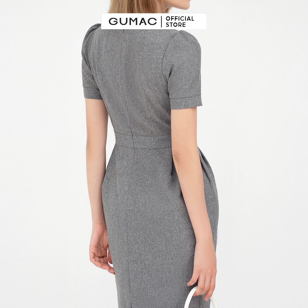 [Mã WABRGU55 giảm 12% đơn 99K] Đầm ôm body nữ xếp ly eo GUMAC tôn dáng quyến rũ DC04063 | BigBuy360 - bigbuy360.vn