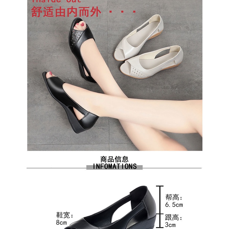 Giày Sandal Da Đế Xuồng Mềm Thoải Mái Thời Trang Mùa Hè 2022 Cho Nữ